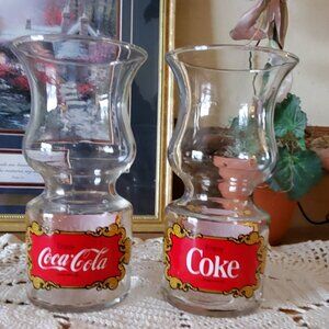 2 Coke, Coca Cola Collectors Glasses.